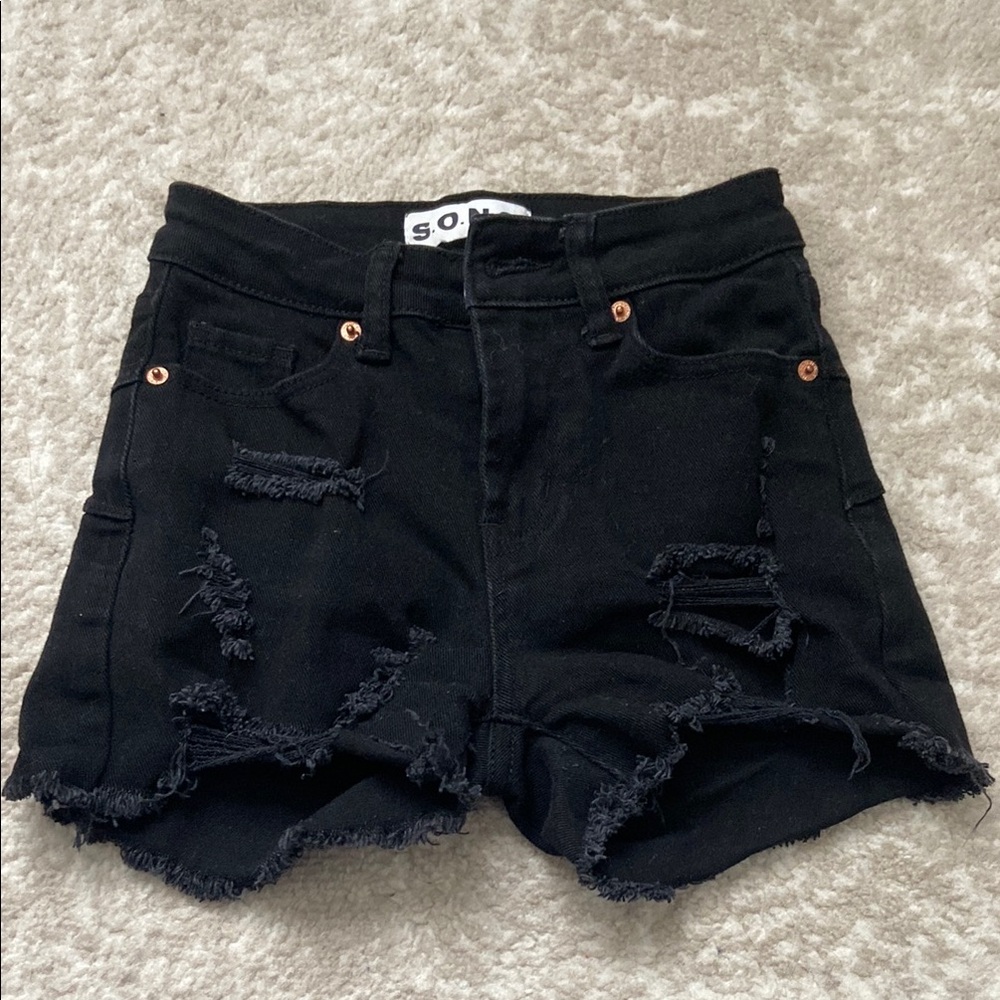 Black Distressed Women's Shorts